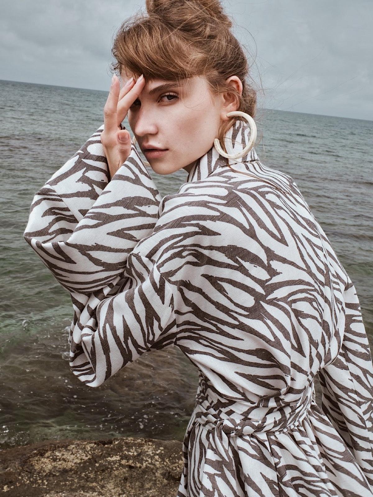 Kate Kimono Elbise Zebra